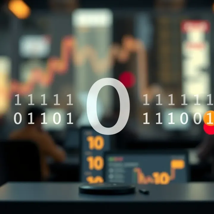 Diagram showing the binary number system with digits zero and one symbolizing data encoding