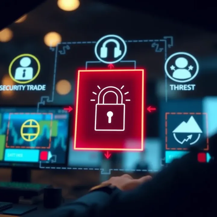 Visual representation of selecting secure trading platforms with digital security symbols and trust indicators