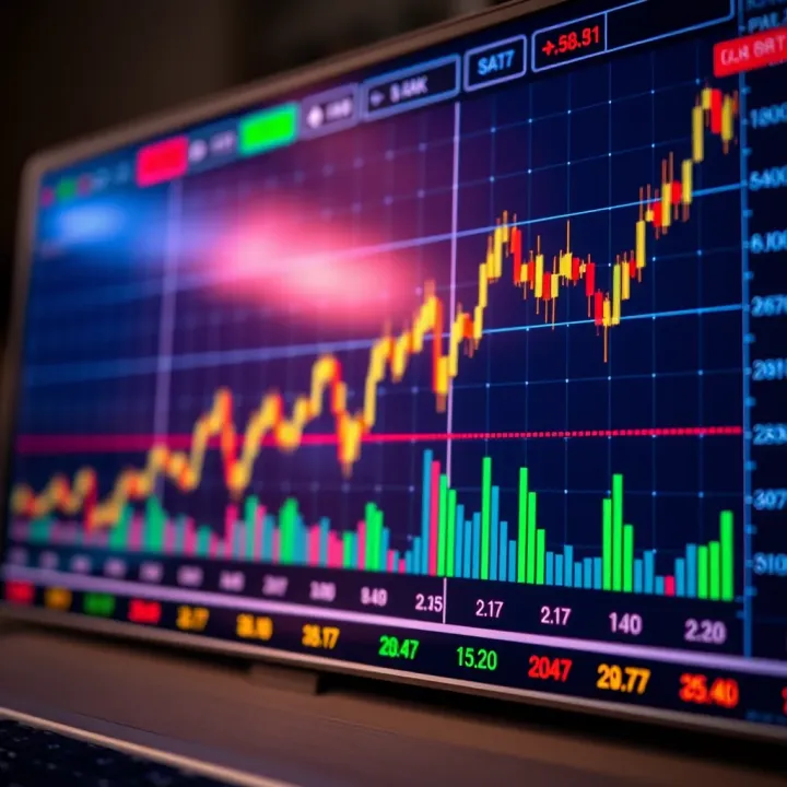Graph displaying asset price trends with binary options call and put indicators