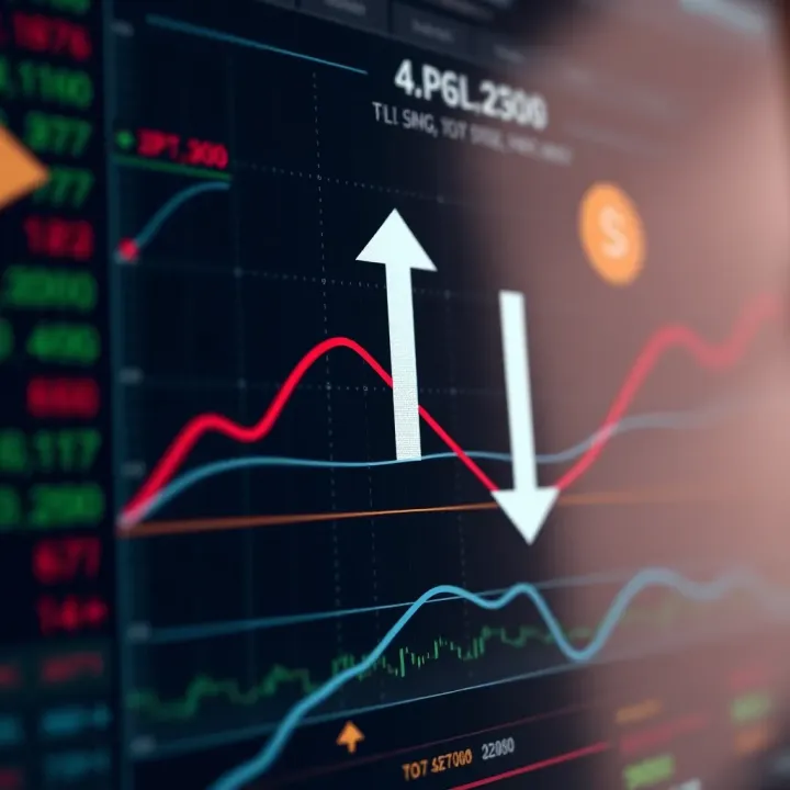 Diagram illustrating the concept of binary options trading with upward and downward arrows representing price movements