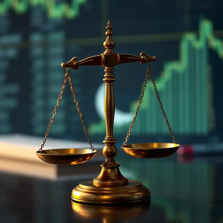 Visual representation of legal scales balancing binary options trading regulations