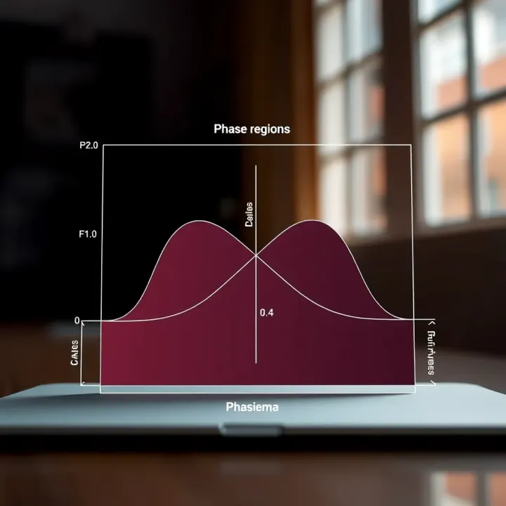Diagram illustrating phase regions of two elements varying with temperature and composition