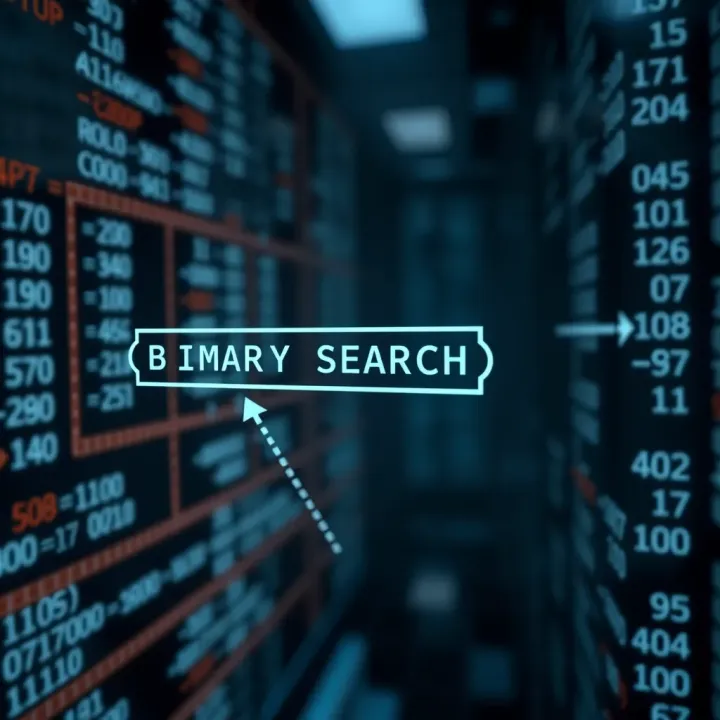 Diagram illustrating binary search splitting an array to find a value efficiently