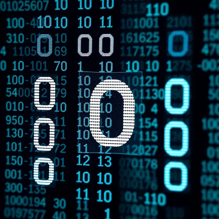 Binary Number System Representation Diagram illustrating the binary number system with digits zero and one symbolizing data representation