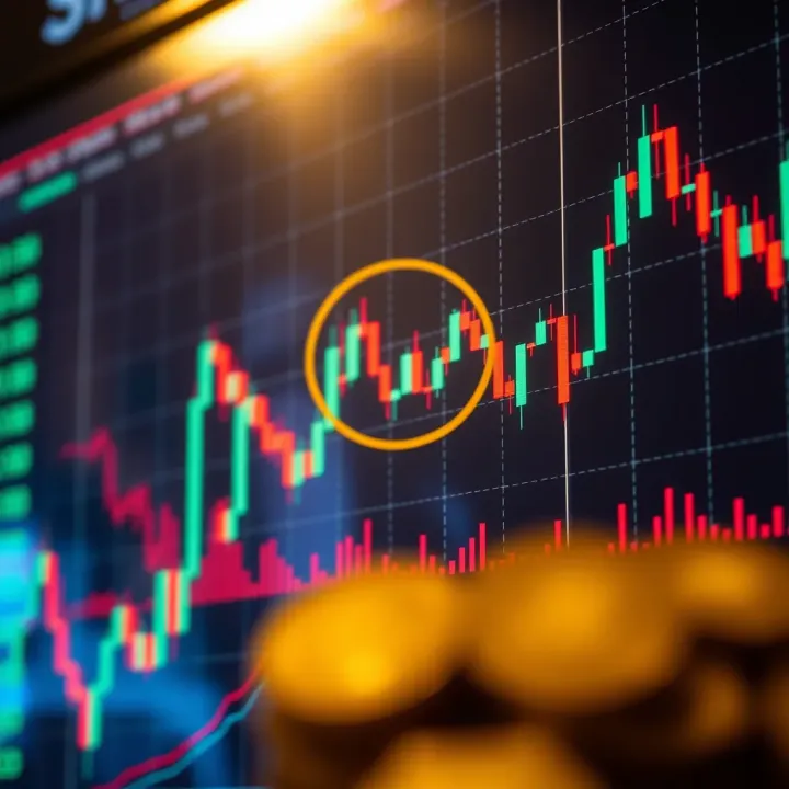 Chart displaying cryptocurrency price fluctuations with highlighted trading signals