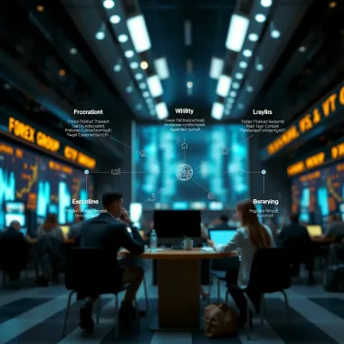 Forex Investor Groups Collaboration Overview Diagram illustrating the concept of forex investor groups collaborating through digital communication channels