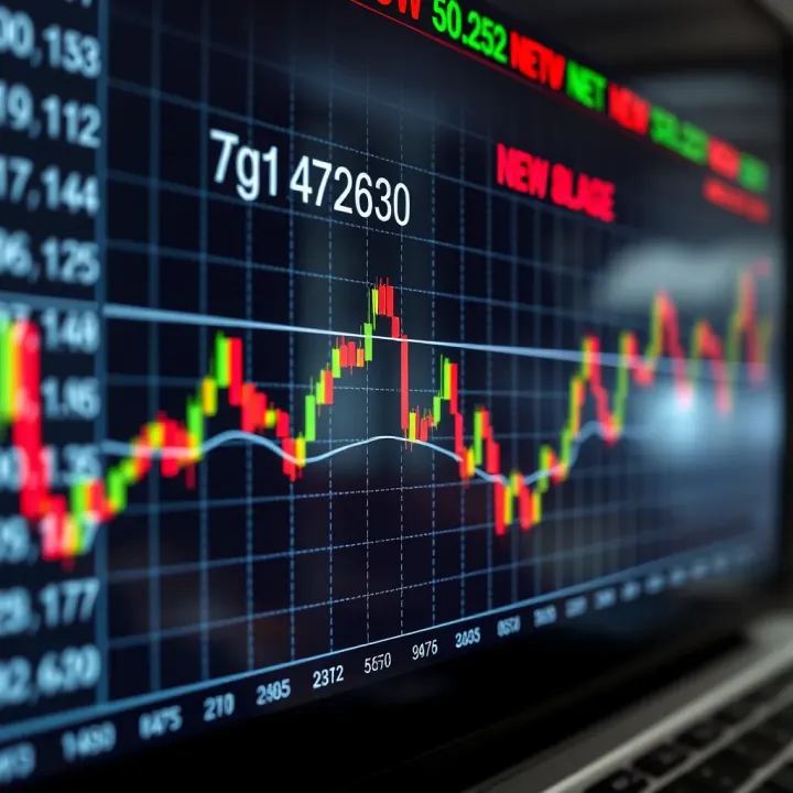 Graph showing fluctuating forex currency exchange rates with key economic indicators highlighted