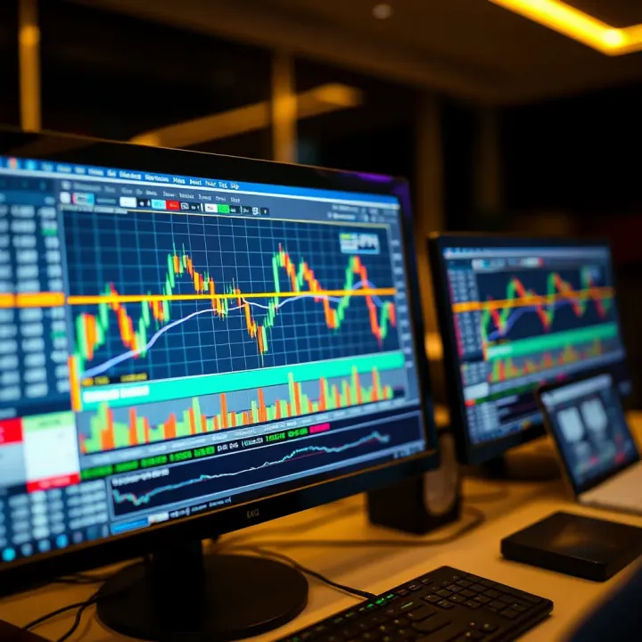 Chart showing forex trading trends and data analysis on a computer screen