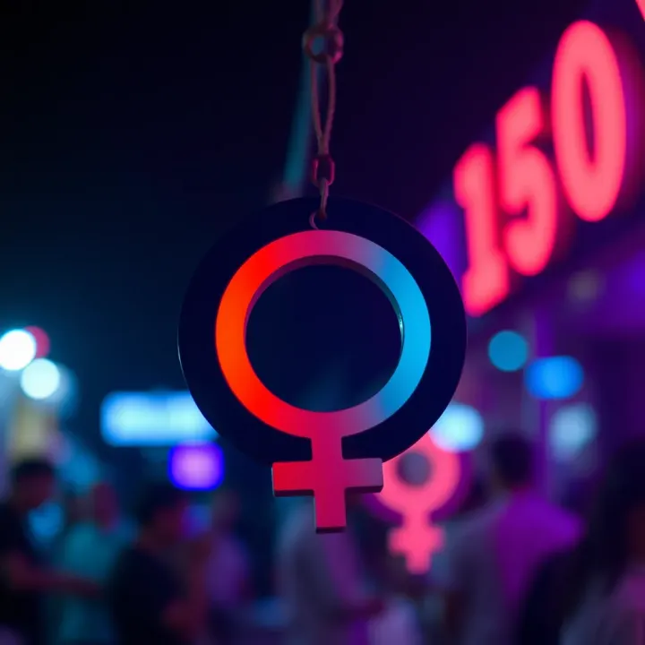 Symbol representing non-binary gender identity with colors blending traditional gender hues