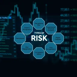 Types of Risk Management in Business Environments Diagram illustrating various types of risk including operational, financial, strategic, compliance, and reputational risks in business