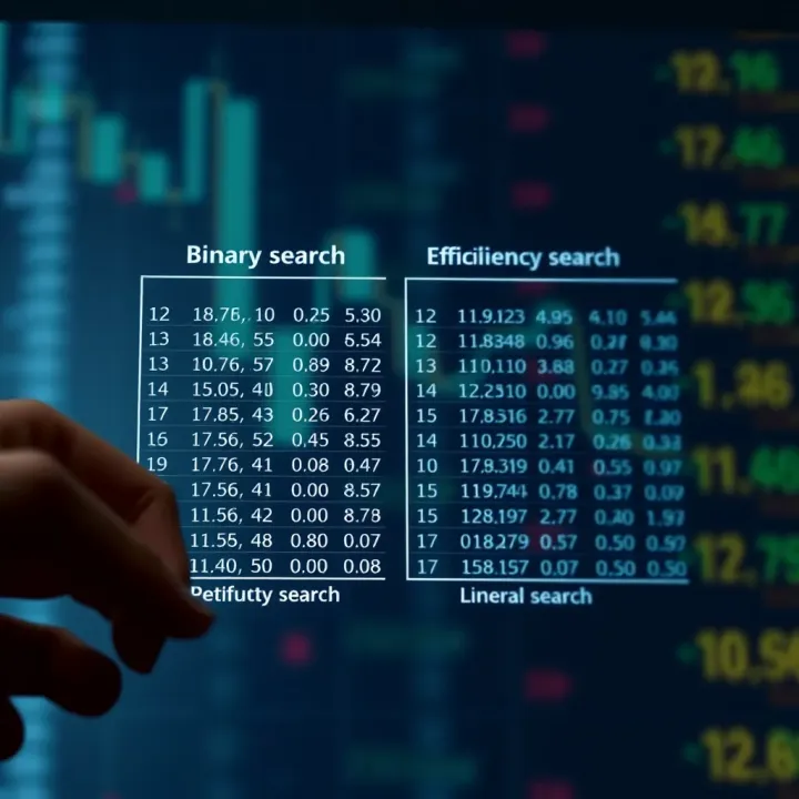 Comparison chart showing efficiency differences between binary search and linear search methods