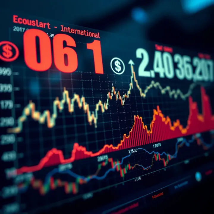 Graph showing fluctuations in international dollar rate over time with economic indicators