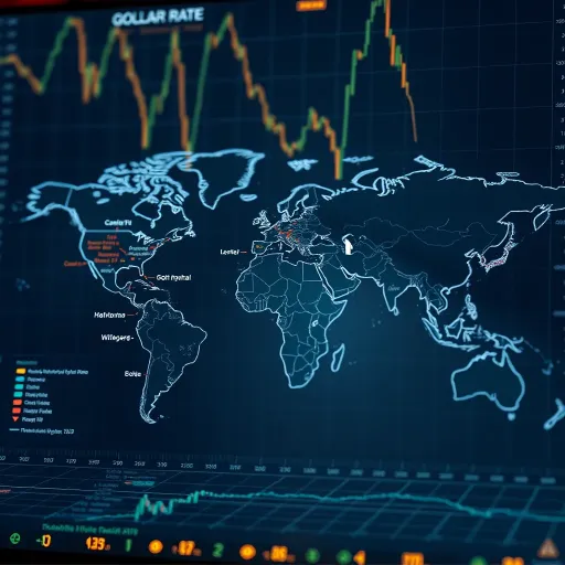 Global Financial Markets Impacting International Dollar Rate Global map highlighting major financial markets influencing the international dollar rate